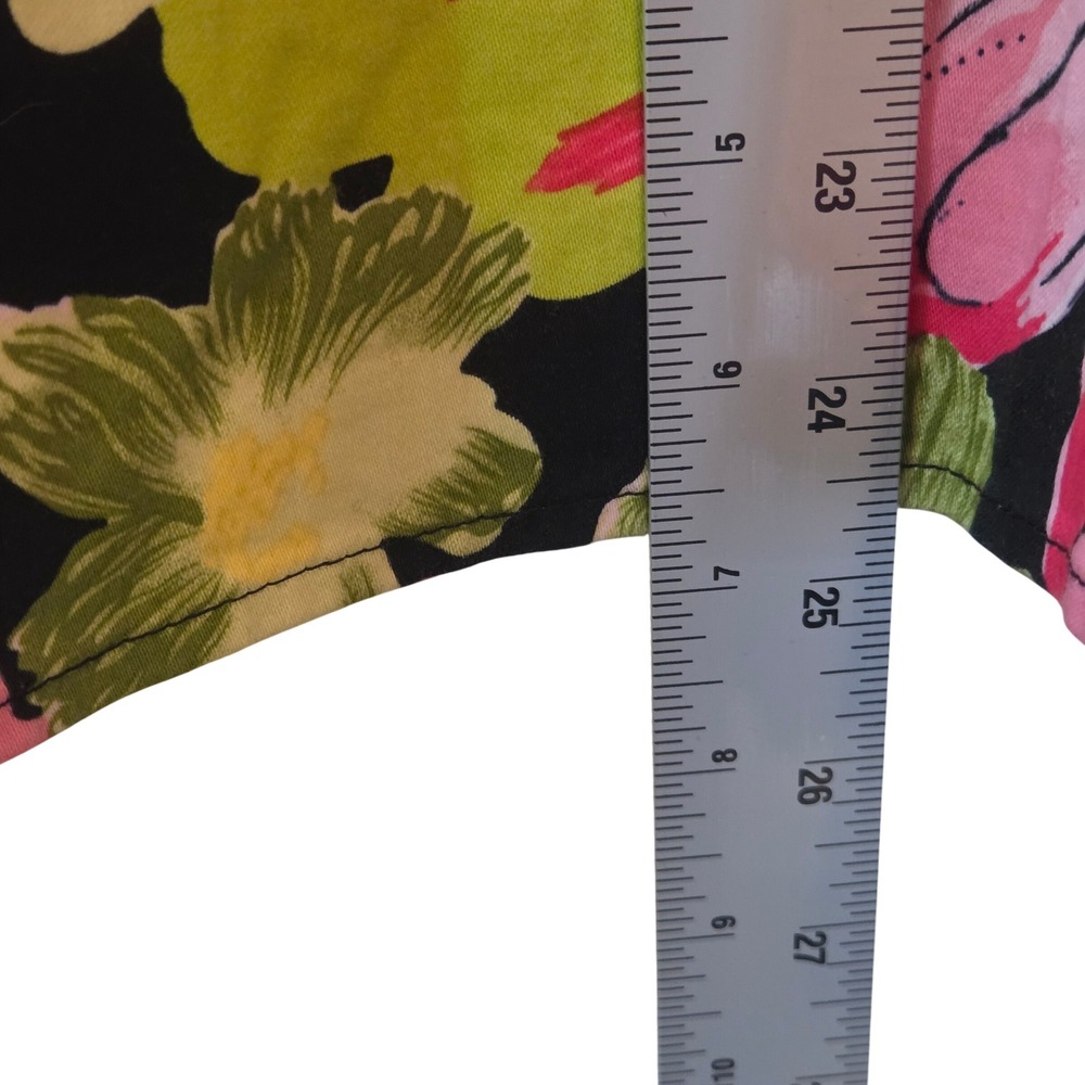 Lily Floral Print Skirt XL Womens Pink Green Black Cotton Lycra Knee Length - Picture 7 of 8